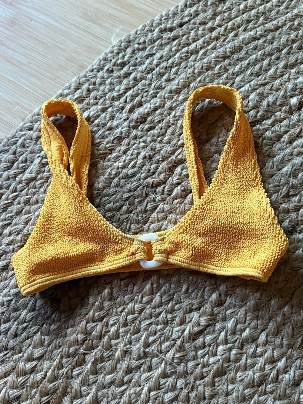 bond-eye Yellow Textured Bikini Top with Center Ring - Picture 1 of 3